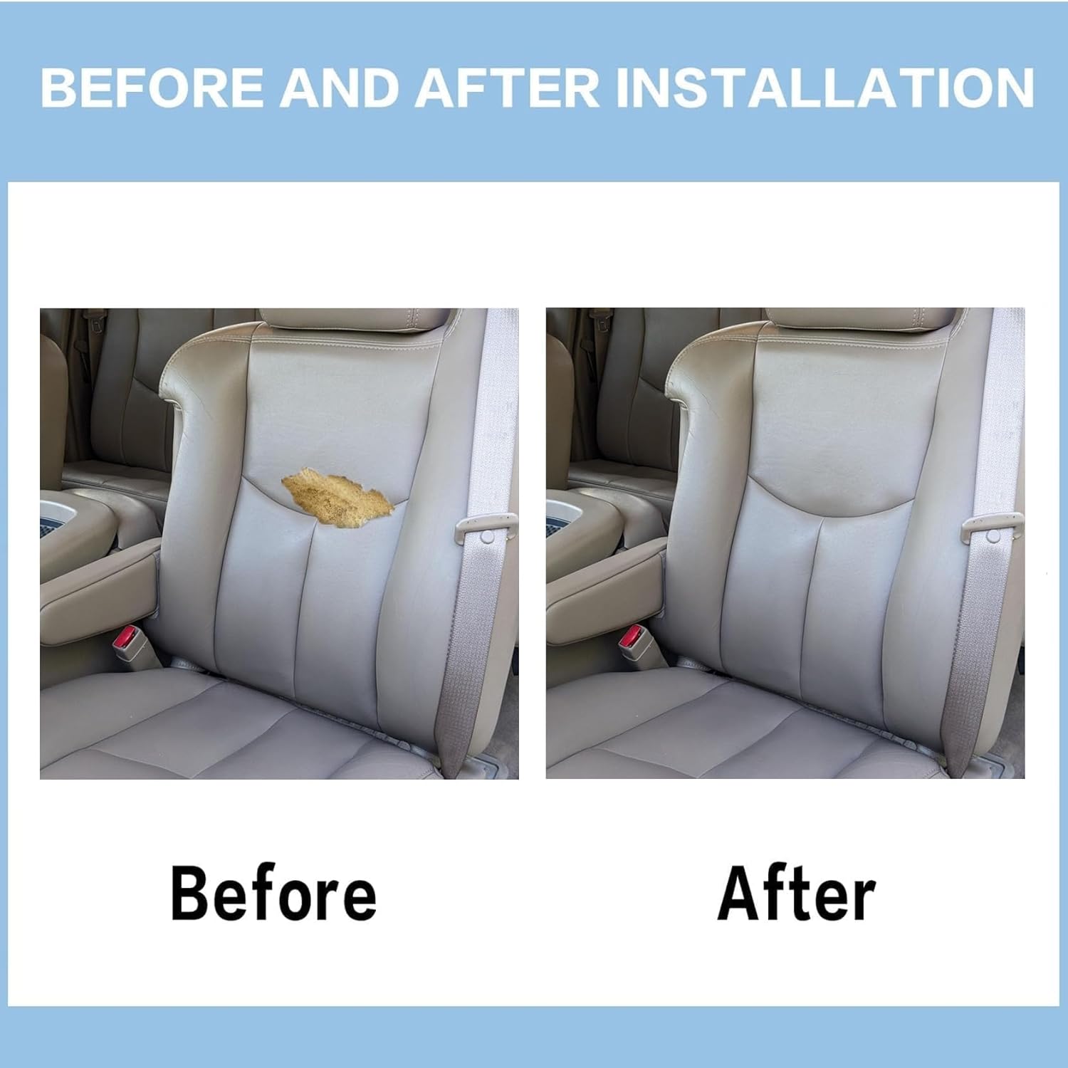 FZJDSD Pewter Gray Driver Side Top Lean Back Replacement Leather Seat Cover Compatible with Chevy Silverado Tahoe Suburban Avalanche GMC Yukon Sierra 2003 2004 2005 2006 2007