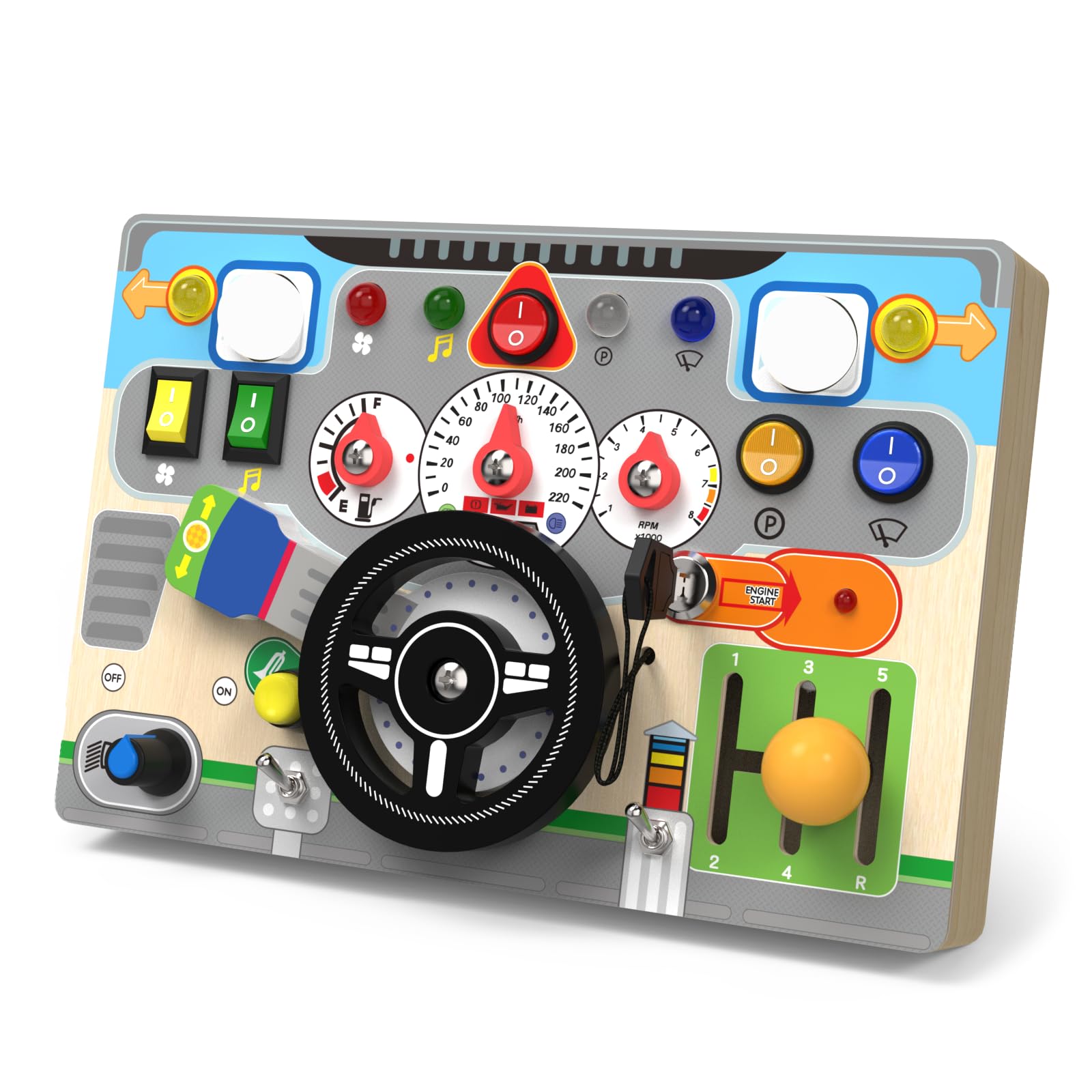 IFMCGEL Montessori Busy Board with Led Light Switch Wooden Educational Toys