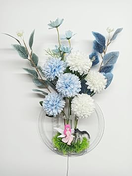 Transparent Wall Mounted Flower Arrangement Artificial Flower Bouquet Planter Vase Slot Handicraft Display Rack for Bedroom, Living Room, Office Space, Party, Wedding Decoration Chrysanthemum