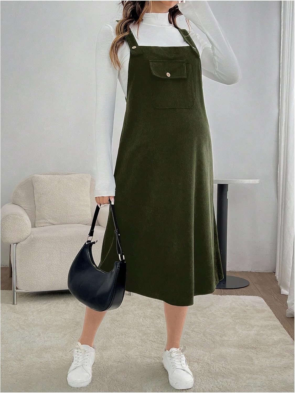 OYOANGLE Womens Maternity Overall Dress Square Neck Casual Sleeveless Short Dresses - Image 4