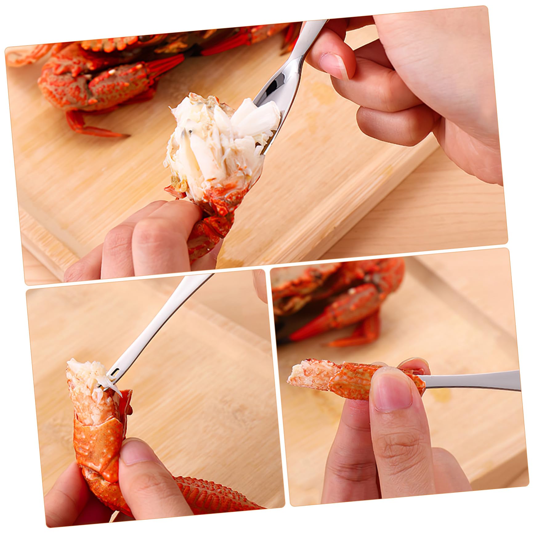 NOLITOY Herramienta para Mariscos de Acero Inoxidable, 6 Piezas, Plata