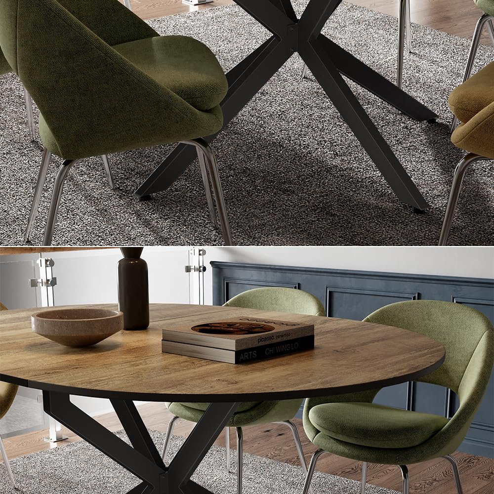 Vicco Mesa de Comedor Loyd, Negro/Roble rústico, 120 x 76.5 cm Extensible, Apto para Ampliar la Superficie de la Mesa según Sea Necesario