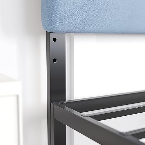 Miniatura 5 de EMMA + OLIVER Gannon - Cabecero tamaño King, tapicería de tela azul, altura ajustable, montaje en 30 minutos o menos, apto para la mayoría de marcos