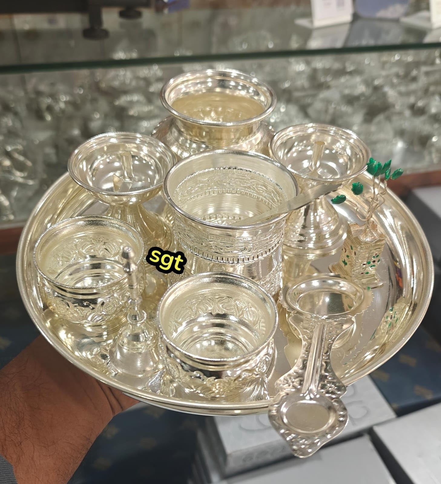 Amazon.com: indiancraftsbykanika Pure German Silver Pooja thali