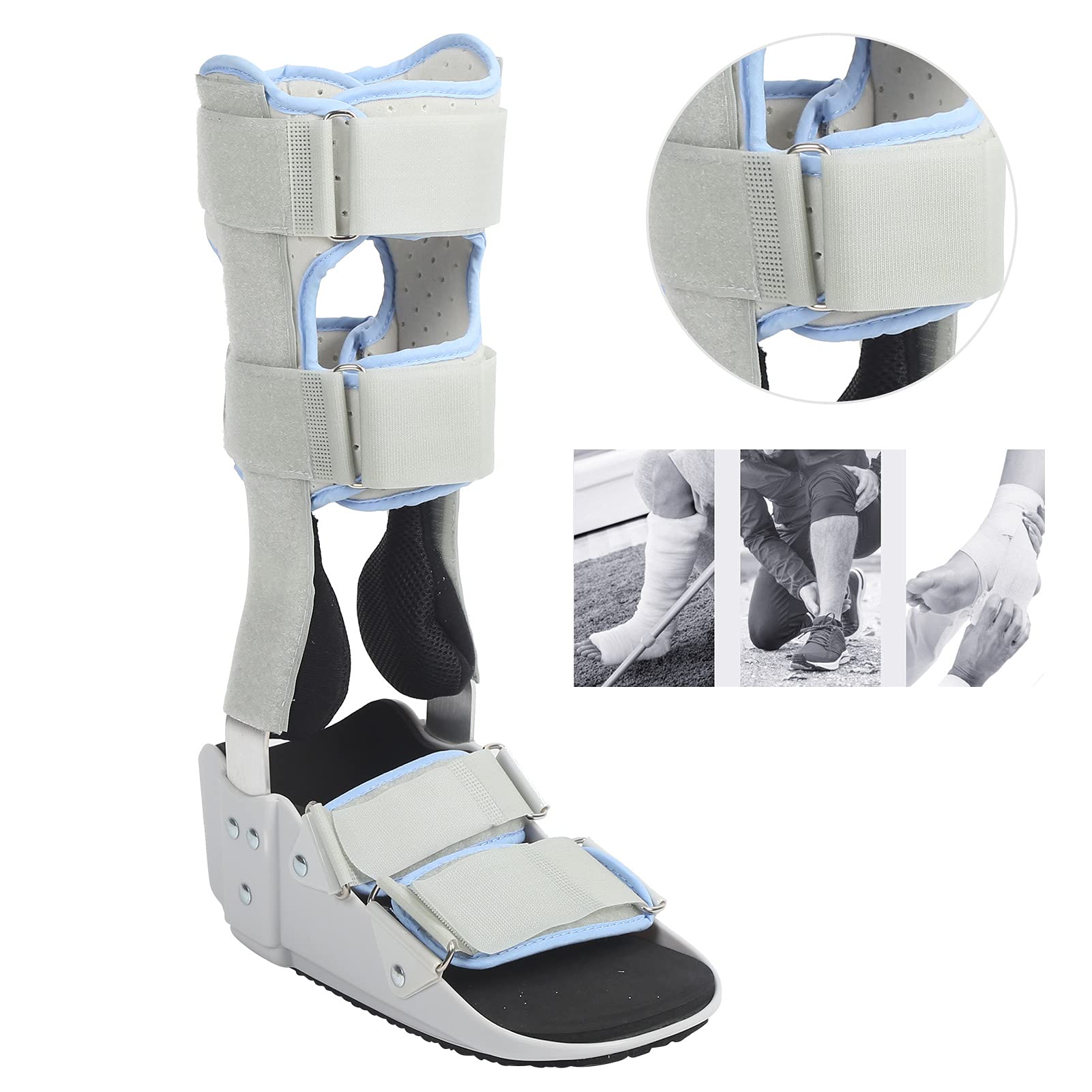 Haowecib Bota de Caminar ortopédica, Bota de Protección contra la Fractura de Tobillo Transpirable y Ajustable, férula de Caminar neumática Cómodo con Diseño de Punta Abierta para