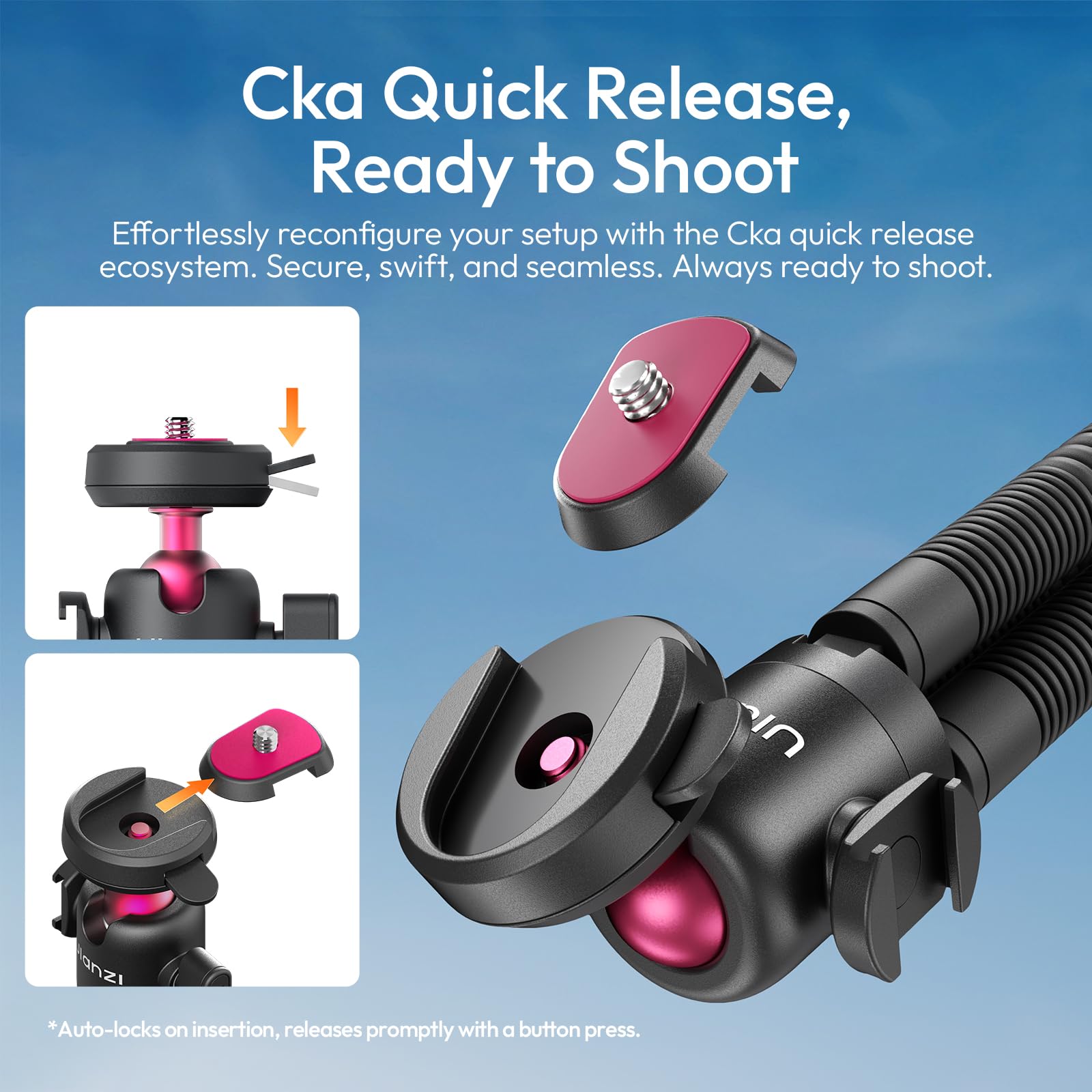 ULANZI MT91 Flexibler Handy Stativ mit Schnellverschluss, Flexibler Selfie Stick mit Bluetooth Fernauslöser, Action Kamera stativ und Handyhalterung; Handy stativ kompatibel mit iPhone und Samsung
