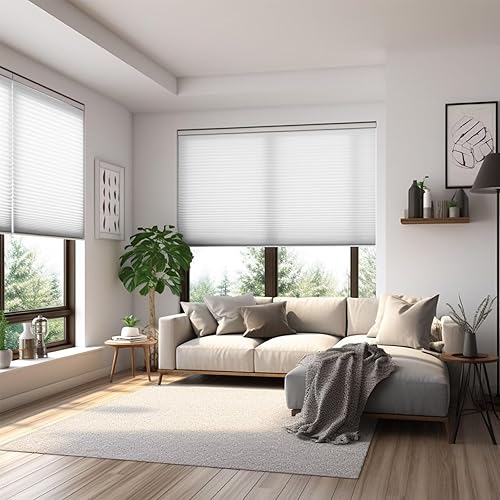 Miniatura 5 de Changshade CEL19WT36D - Persiana plegable de panal con el diámetro de panales de 1.5 pulgadas, persiana y persiana de poliéster para ventana, 19