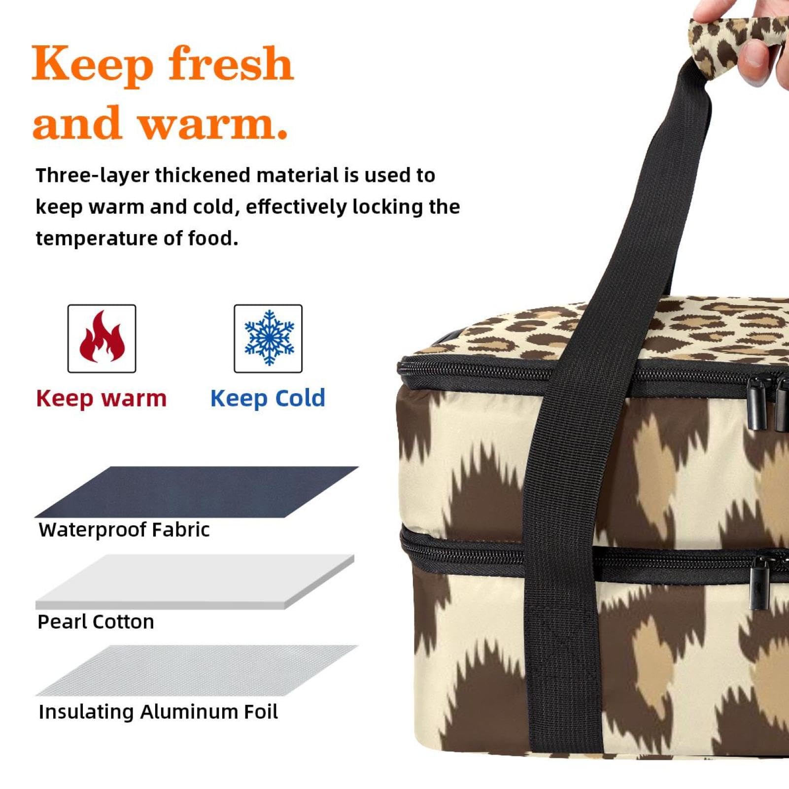 Grand sac à déjeuner isotherme pour homme et femme, double couche, étanche, étanche, réutilisable, sac fourre-tout pour le travail, l'école, le pique-nique, la plage, le camping, les voyages, motif