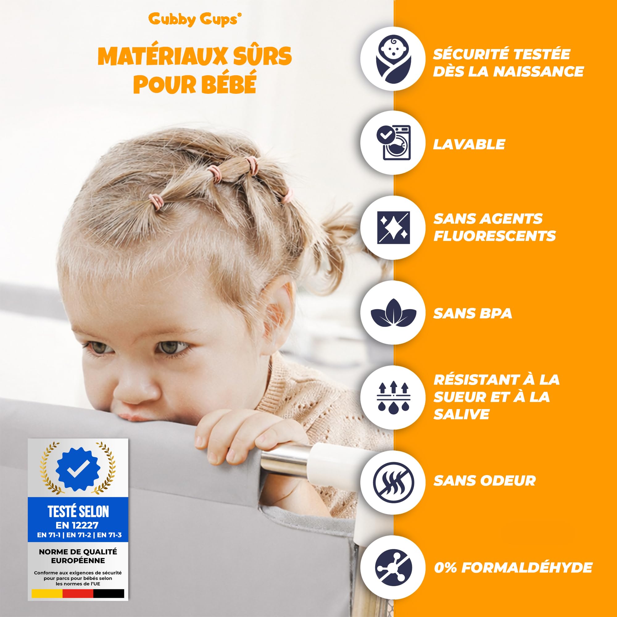 Parc bébé XXL 180x122 cm avec panier de basket et but de football – Aire de jeu sécurisée pour bébé et enfant – Filet respirant, anneaux de motricité et structure stable – Gubby Gups