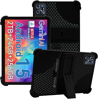 Case for Tabwee T90/W90, Friendly Soft Silicone Adjustable Stand Cover for Tabwee W90 Black