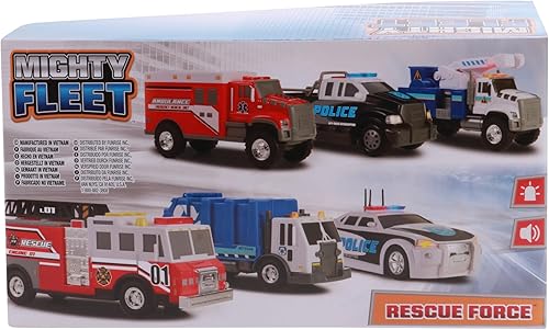 Miniatura 7 de Mighty Fleet Rescue Force - Camión de basura de juguete de 12 pulgadas, luces y sonidos realistas, contenedor de reciclaje desmontable, diseño