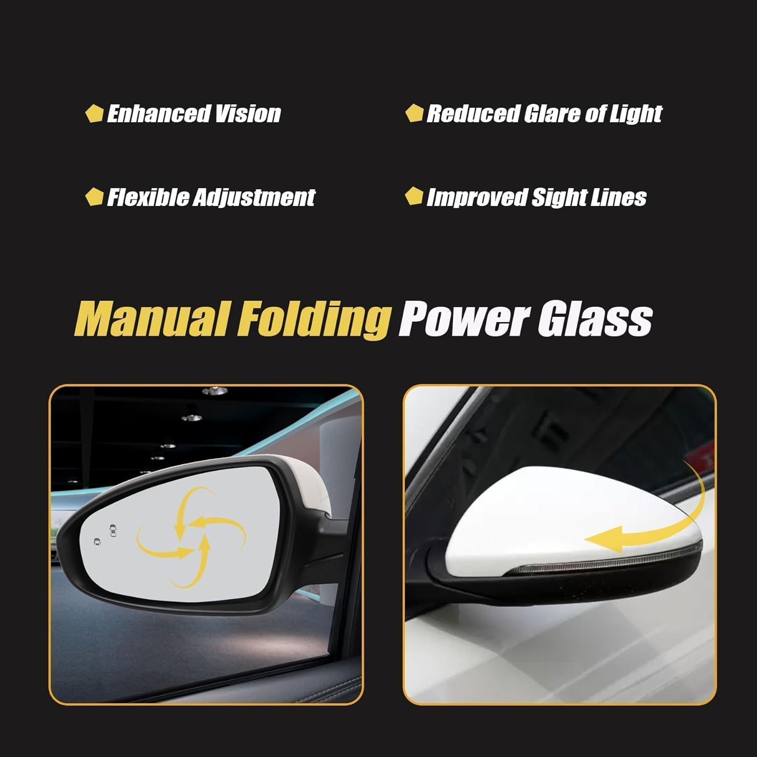 XQSMWF Driver Side Mirror Assemblym, Fit for KIA Forte 2019-2024 Replace 87610M7090 KI1320225 With Left Side Turn Signal Lamp Power Glass Heated Manual Folding Blind Spot Detection 8Pins