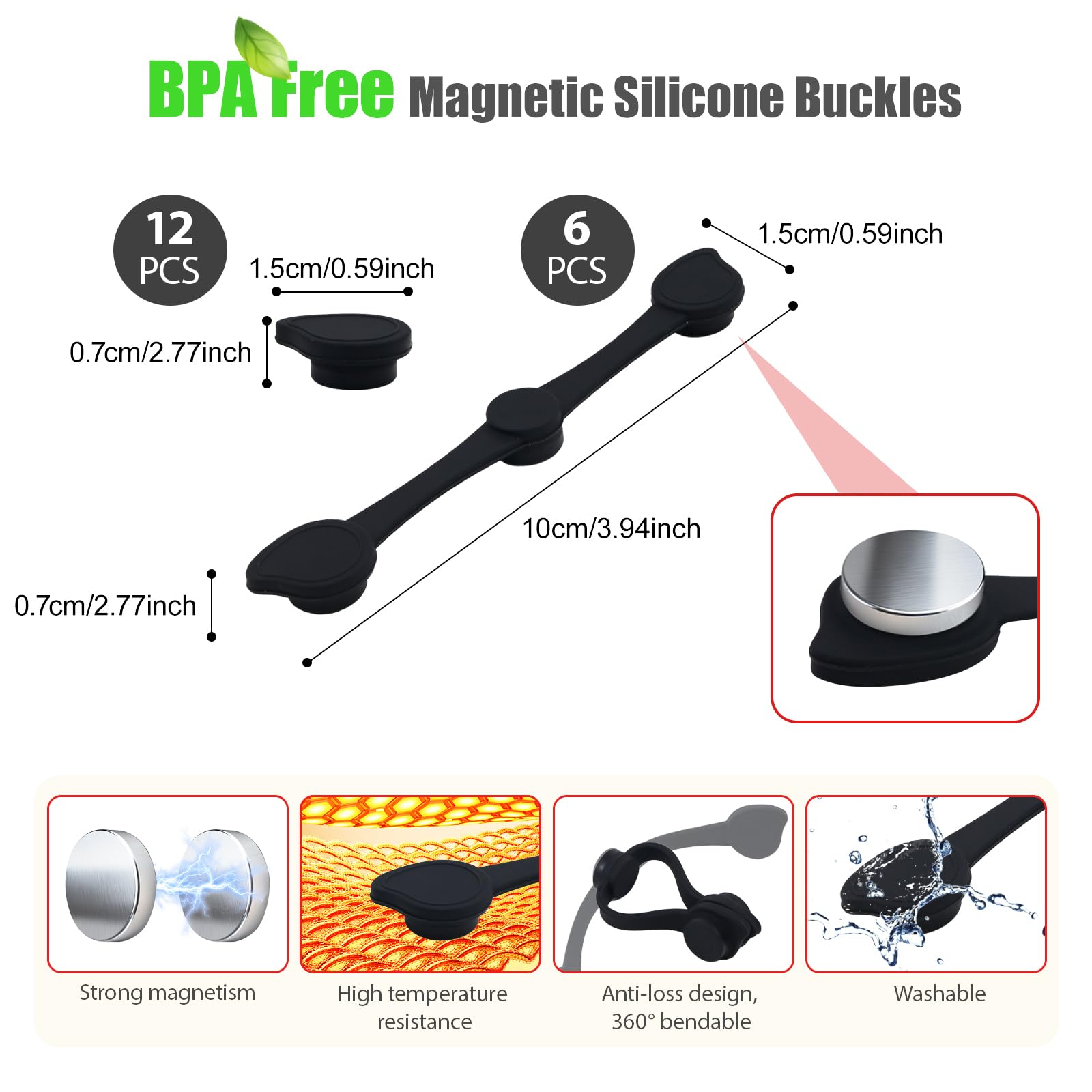 lompyeu 18 stuks magneten voor airfryer bakpapier, magneten voorkomen wegglijden en verbranden, BPA-vrij, accessoires voor airfryer, accessoires voor Ninja, Philips Cosori