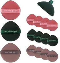 KOUMAKI Makeup Sponge, Fan Depuff Drop-Shaped, Round Shape, Soft, Absorbent, For Both Wet and Dry Use, 3 Colors, Set of 12, Convenient Individual Packaging (Drop Type (BR4 P4 G4))