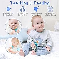 Vista 4 de WAJIAYON Chupete alimentador de frutas para bebés, paquete de 12 2 chupones alimentadores de alimentos para bebés y 1 cuchara dispensadora