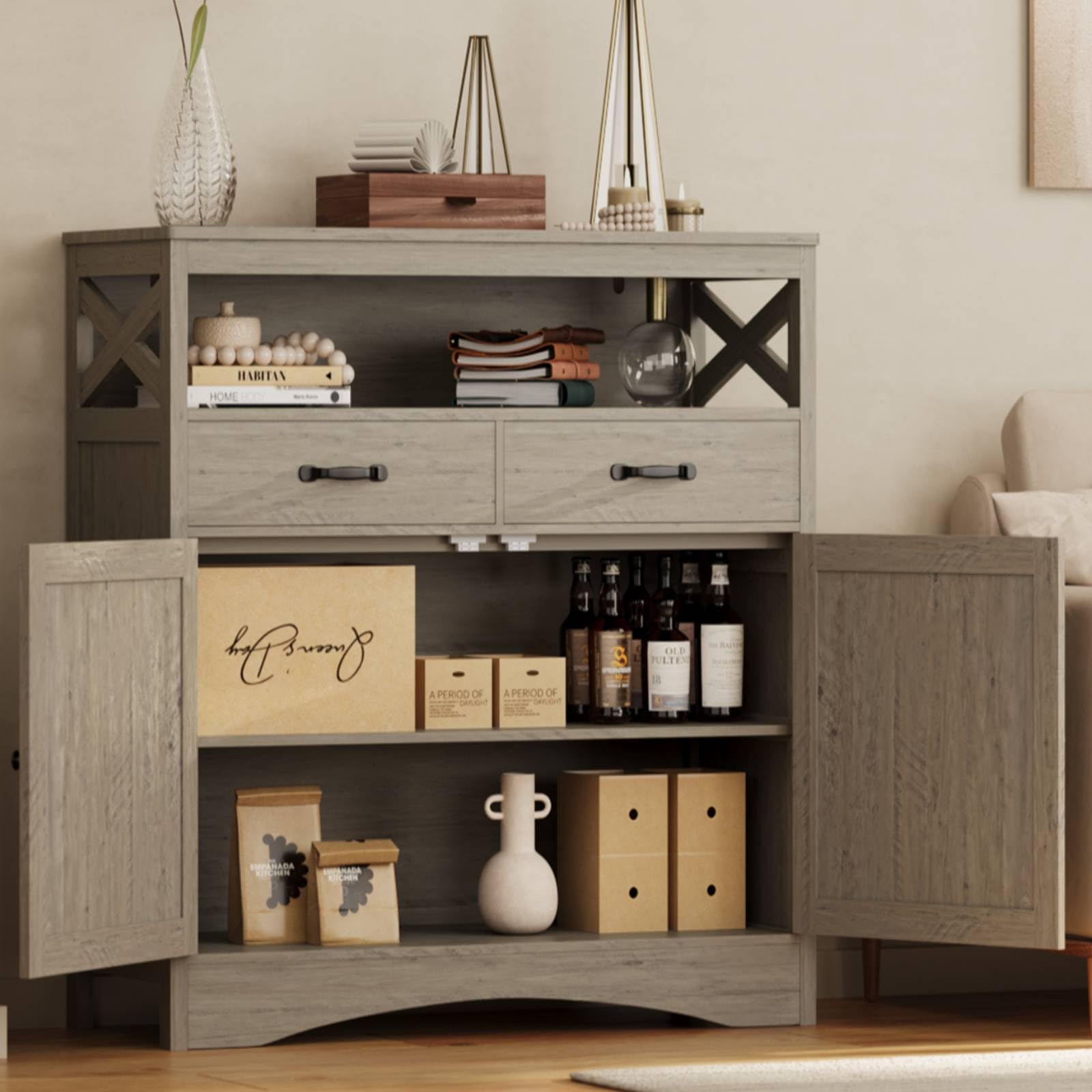 Snapklik.com : Gizoon Farmhouse Buffet Sideboard Kitchen Storage ...