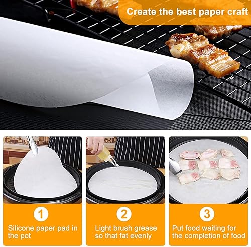 Miniatura 4 de 100 piezas de papel pergamino, forros redondos de papel de hornear de 11 pulgadas, hojas de papel de barbacoa sin blanquear para cocinar, cocinar al