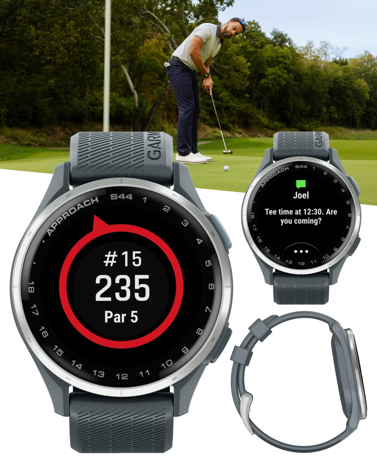 Garmin Approach S44 Golf GPS Smartwatch Silver Aluminum Bezel with  