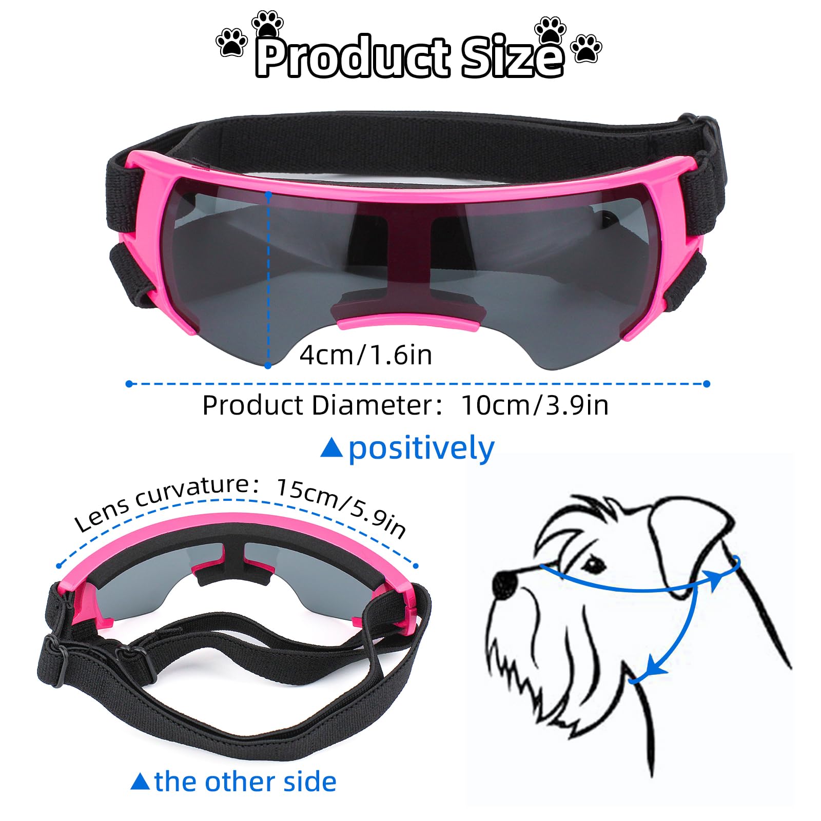 Occhiali da neve estivi, occhiali da sole per cani di piccola taglia, protezione dagli occhi, protezione UV per cani, occhiali da sole, anti-appannamento, per moto, canestro convertibile (rosa)