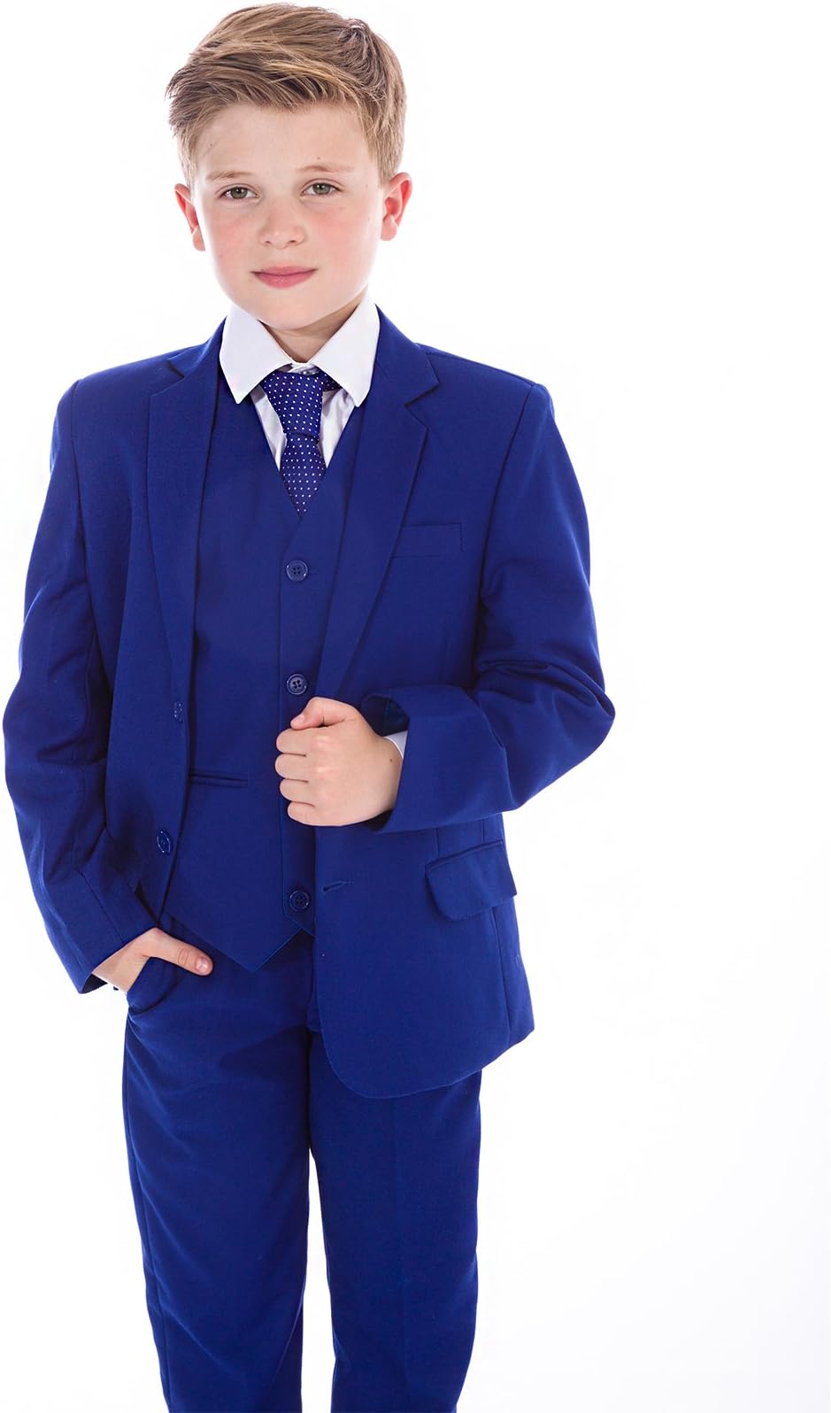 VivakiBoys Blue Suits Electric Blue Suit Navy Formal Wedding Pageboy Party Prom 5pc Suit
