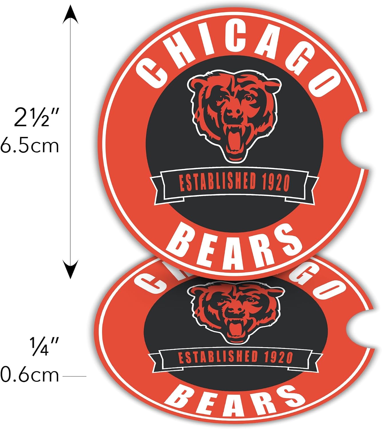 Chicago Bears Set of 2 Car Coasters by Fan Creations - NFL Fan Gift image 2