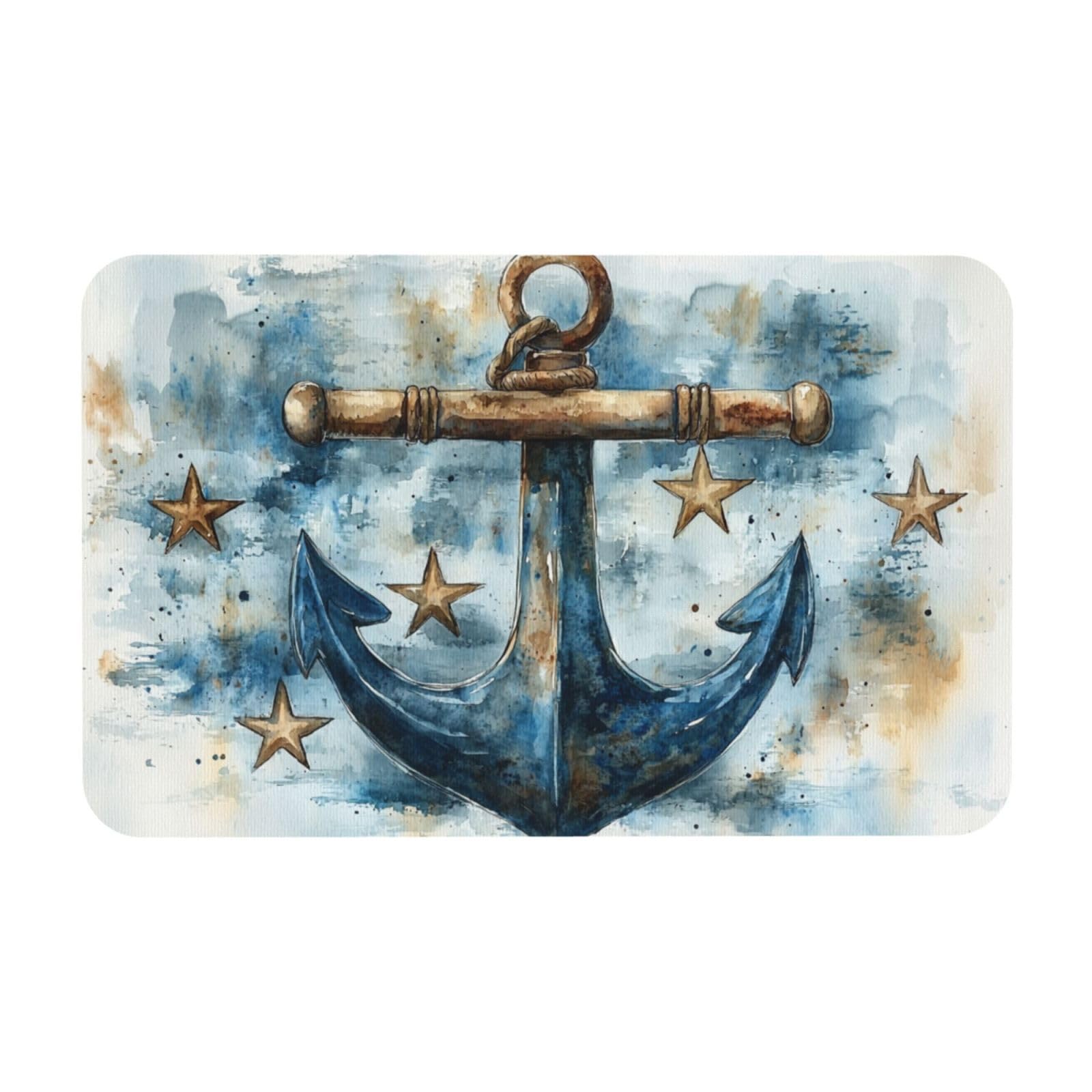Tapis de bain antidérapant et absorbant motif océan rétro 50 x 80 cm