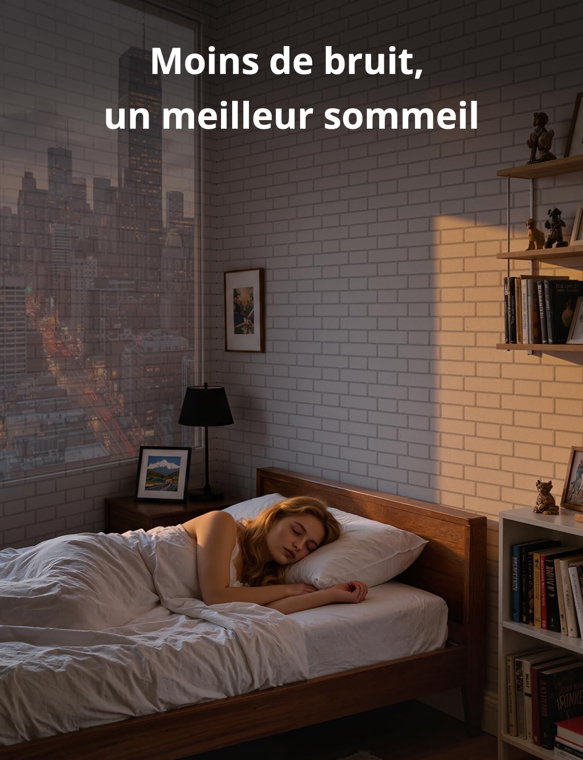 Kuchoow panneau phonique blanc plaque isolante murale porte plafond | lot de 12 panneaux acoustiques autocollants d'insonorisation effet brique pour mur, chambre, bureau, salon, 30 × 30 × 0,9 cm