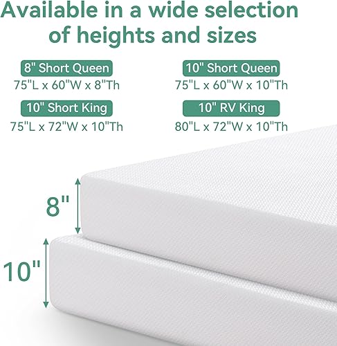 Miniatura 2 de Hcore Green Tea - Colchón de espuma viscoelástica de firmeza media, tamaño King corto, colchón de RV en una caja, certificado CertiPUR-US