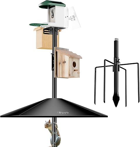 Miniatura 13 de iBorn Ganchos de Pastor de 1" de Grosor para Poste de Comedero de Aves al Aire Libre de 78" de Altura, Soporte para Comedero de Aves Silvestres para