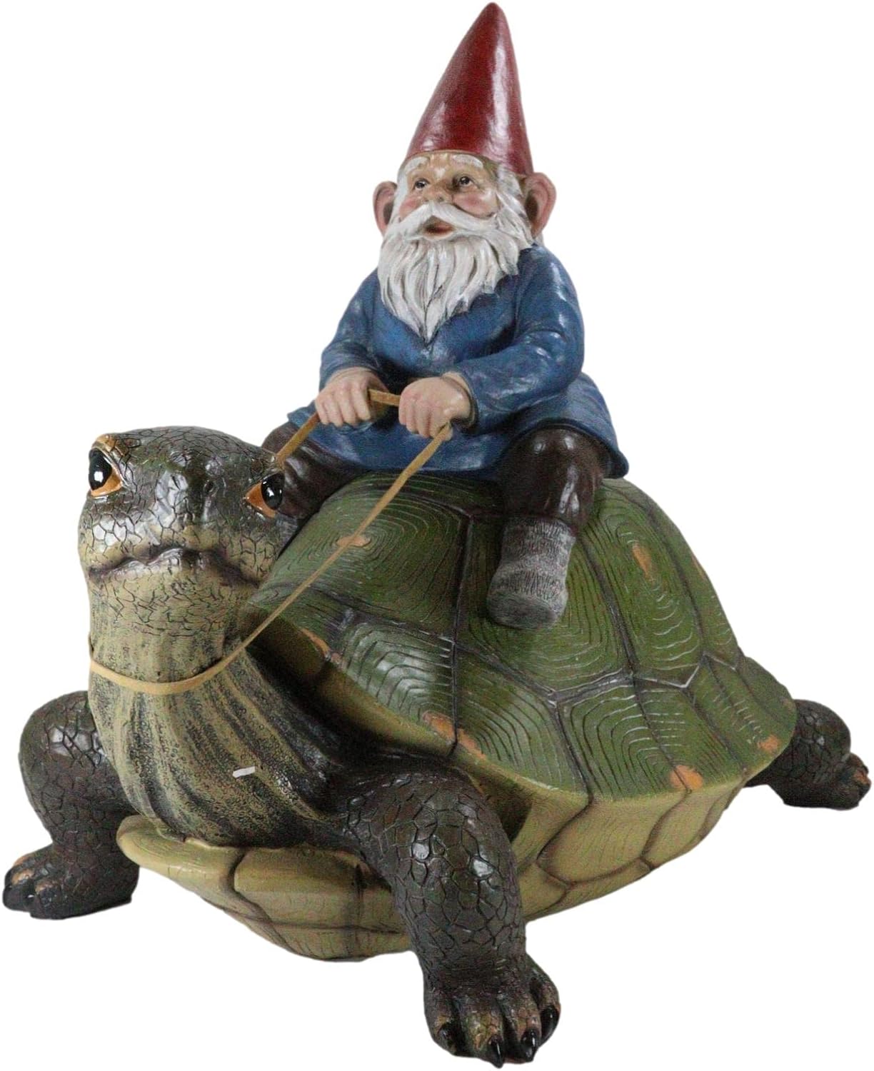 Ebros Gift Large 17.25" Long Whimsical Travelling Old Mr Gnome On Giant Turtle Voyage Ride Decorative Statue Fantasy Magical Journey Gnomes Tortoises Turtles Garden Patio Figurine