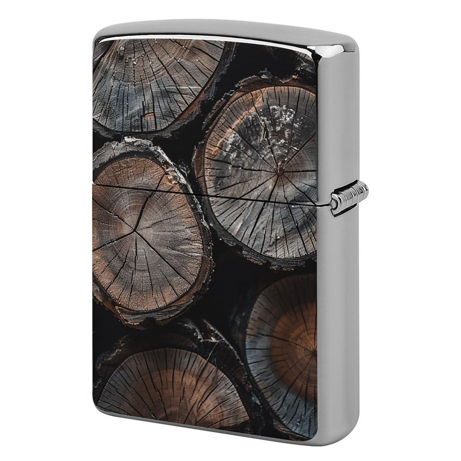 Round Cut Wood Lighter Case Cover Vintage Metal Lighter Sleeve Reusable Lighter Protective Cover Decorative Lighter Holder Birthday Gifts for Men Women