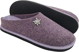 ValGardena Women's Winter Slippers for Home in Wool, Felt Sole with Removable Footbed
