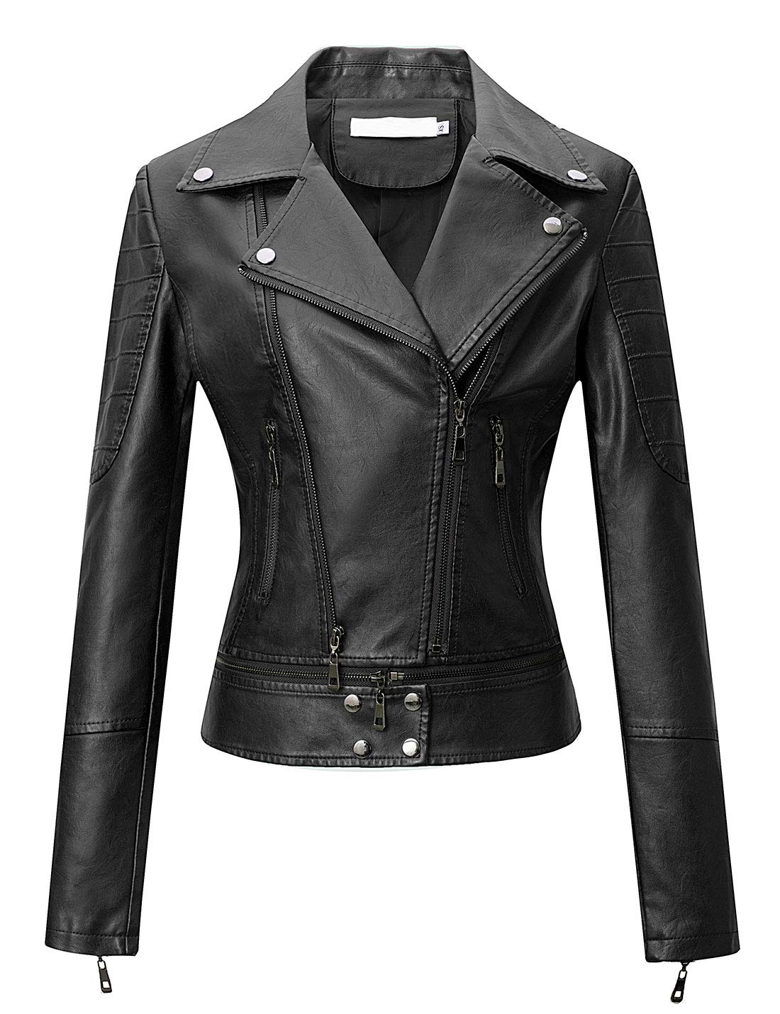 Tanming Women's Faux Leather Moto Biker Short Coat Jacket