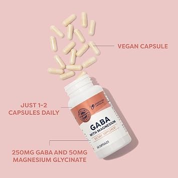 VIMERGY GABA with Magnesium Supports Nervous System Function Promotes Relaxation Kosher, Vegan & Gluten-Free 60 Capsules
