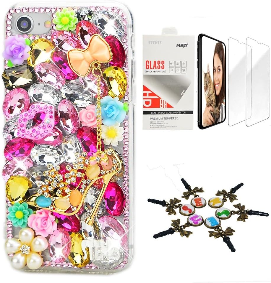 Bling Case Compatible with Google Pixel 10 Pro - Elegant Women 3D Handmade [Sparkle Series] Music Flowers Design Cover with Screen Protector [2 Pack] - Pink