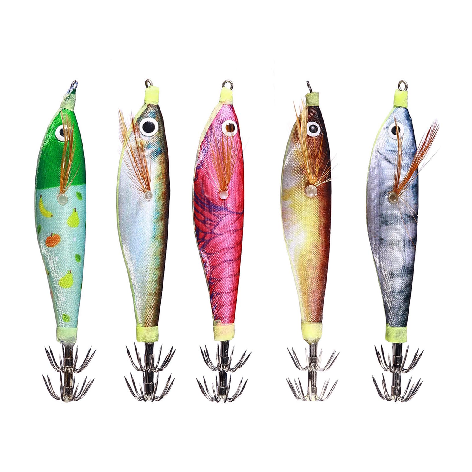 5pcs Evil Lure Bait Squid Jig Fishing Lures Glow Hook 9.6g Artificial Hard Bait Squid Hook Fishing Equipment Sports, Fitness & 