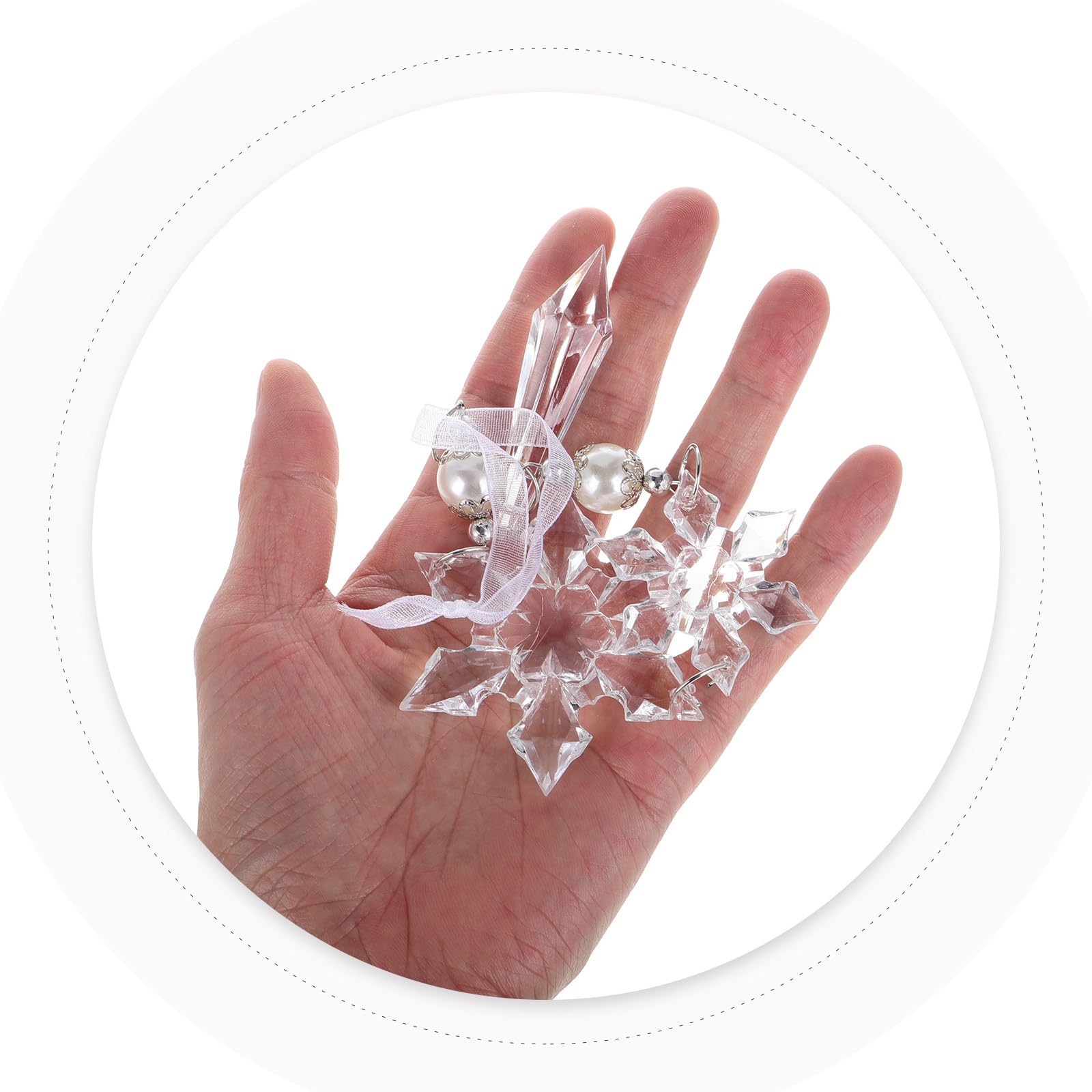 TOYANDONA 20 Stück Kristall Schneeflocken Hängedekoration aus Acryl für | Schillernder Glanz, Wiederverwendbar und Leicht Aufzuhängen, Vielseitig für Büros und Einkaufszentren