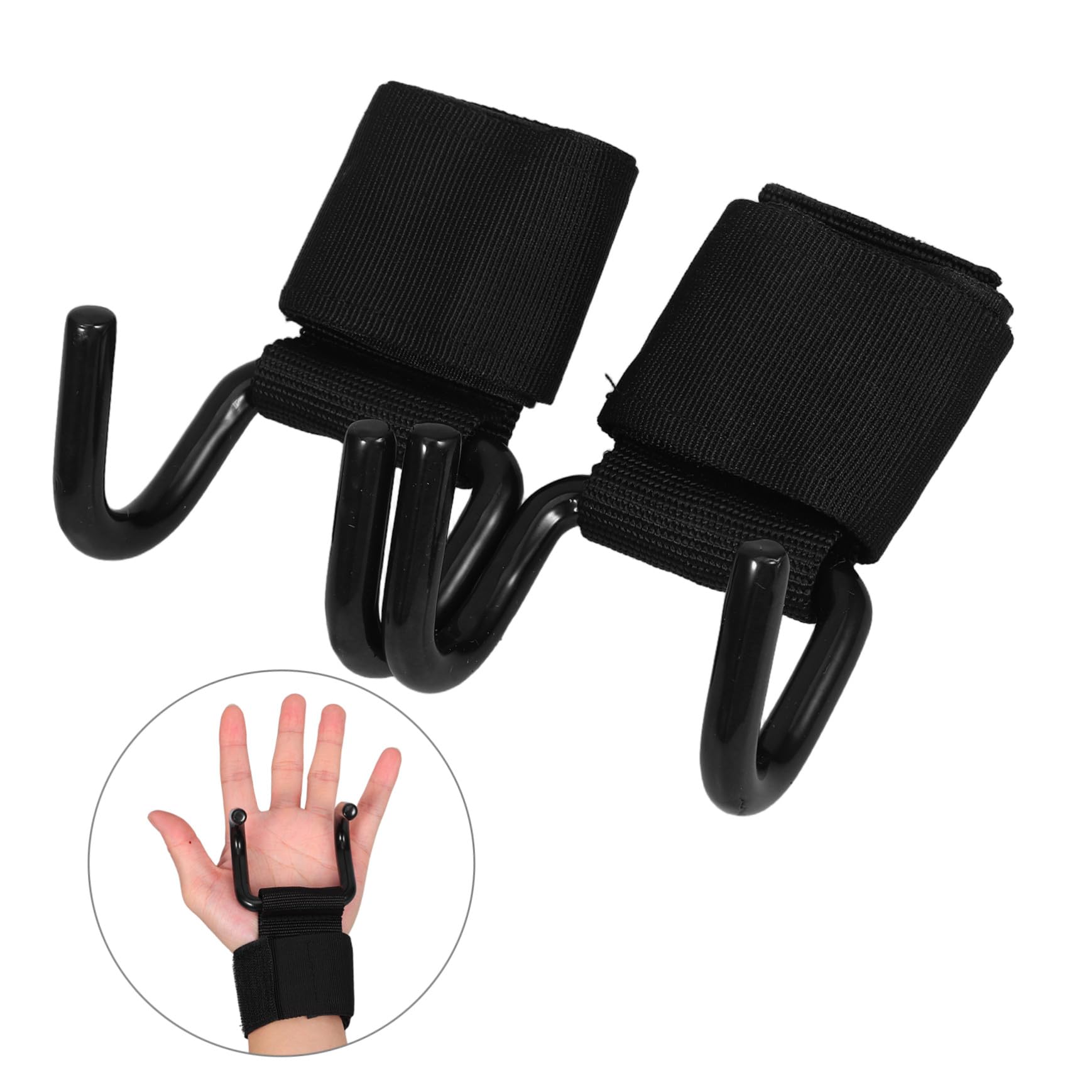TOYANDONA Cinghie da Polso Ergonomiche Ganci per Sollevamento Pesi in Ferro e Tessuto, 2 Paia, Design Elegante per Allenamento di Forza e Workout Intenso in Palestra