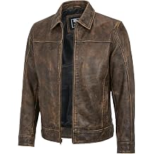 Mens Leather Jacket - Real Lambskin Classic Vintage Style Leather Jackets For Men Brown Leather Jacket for Mens