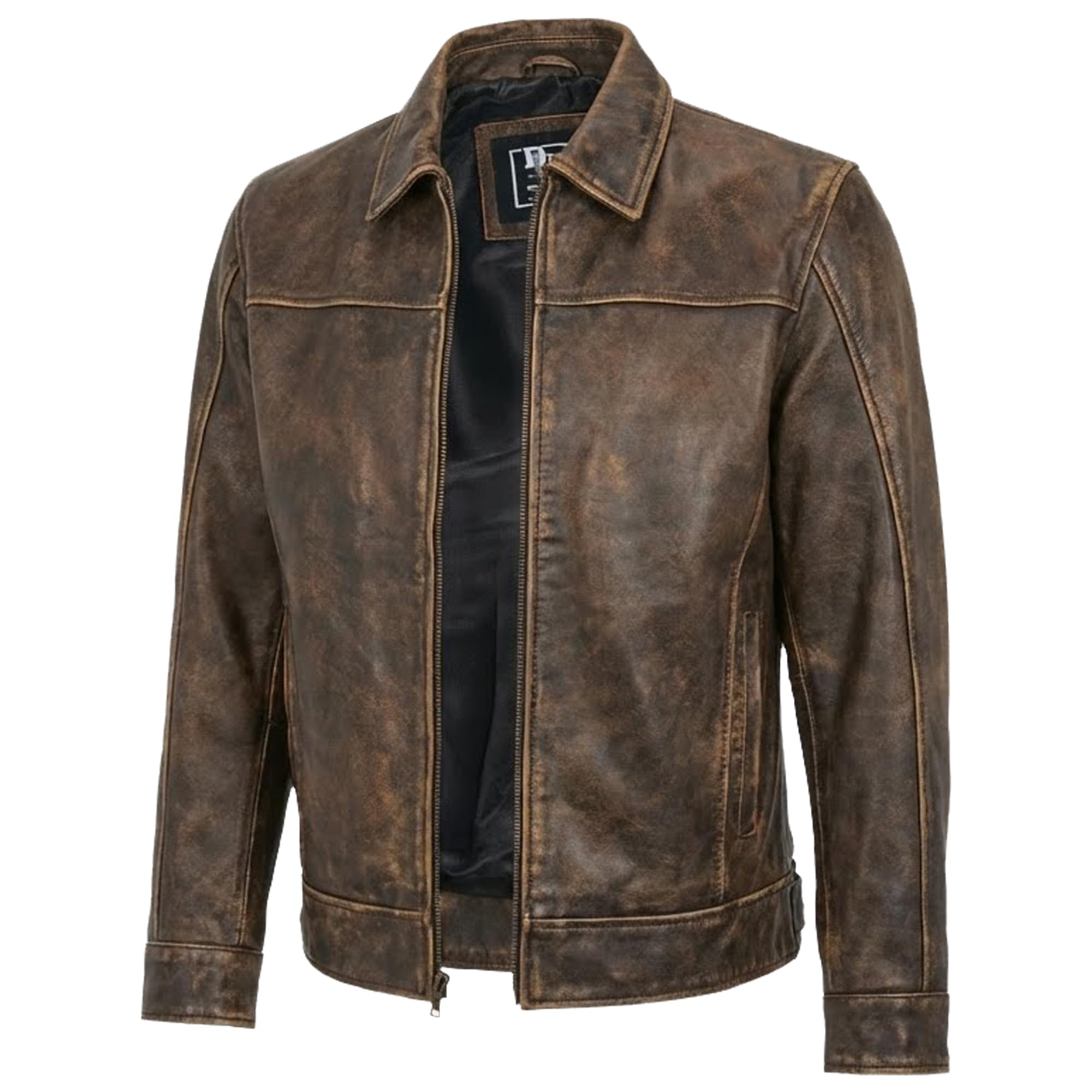 Mens Leather Jacket - Real Lambskin Classic Vintage Style Leather Jackets For Men Brown Leather Jacket for Mens