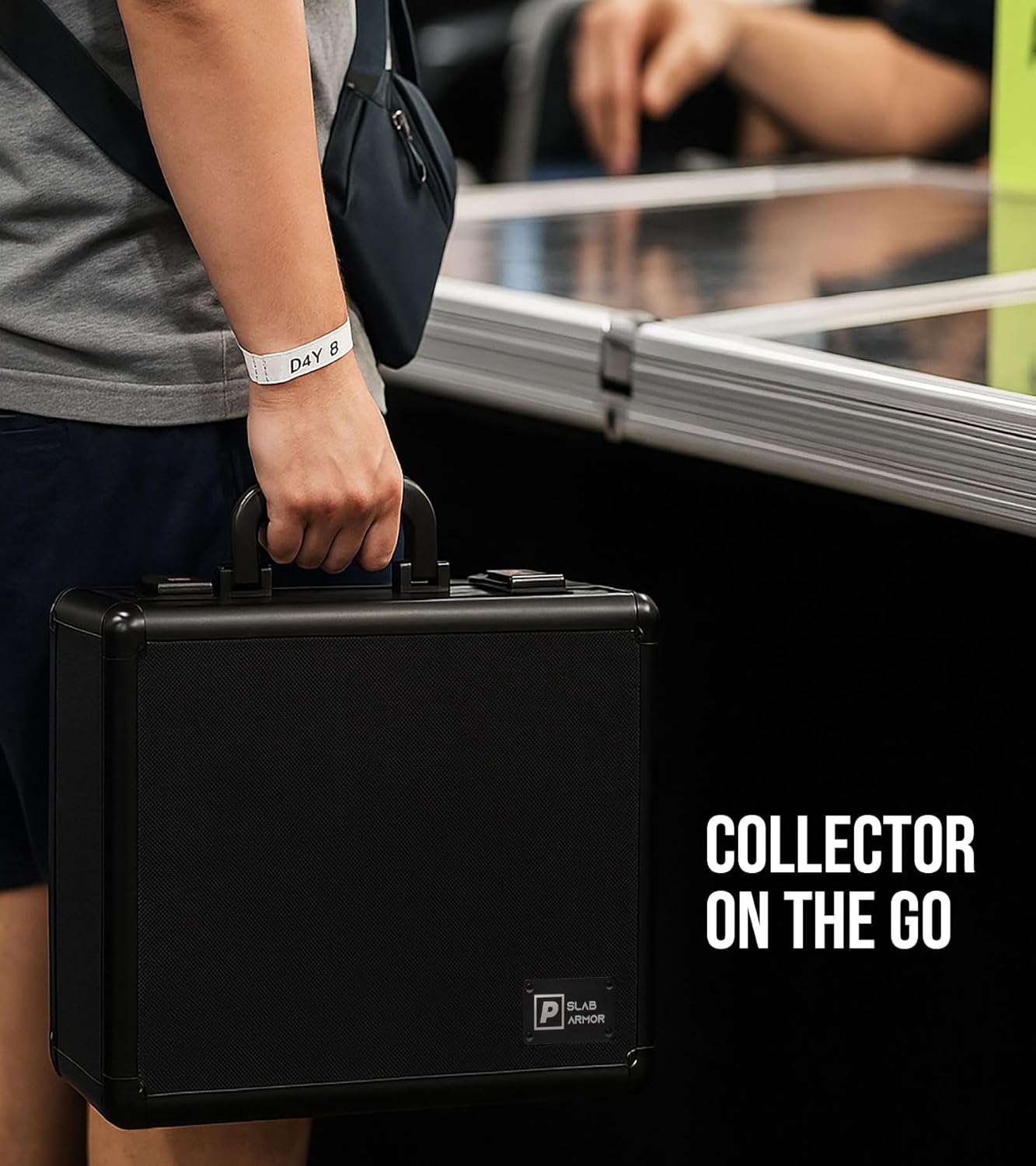 SLAB ARMOR 4 Row Graded Card Storage Box PSA Slab Case For Graded cards Hold 160+ Slabs Graded Card Case PSA Graded Card Storage Sports Baseball Card Collector Gifts TSA approved lock (BLACK)