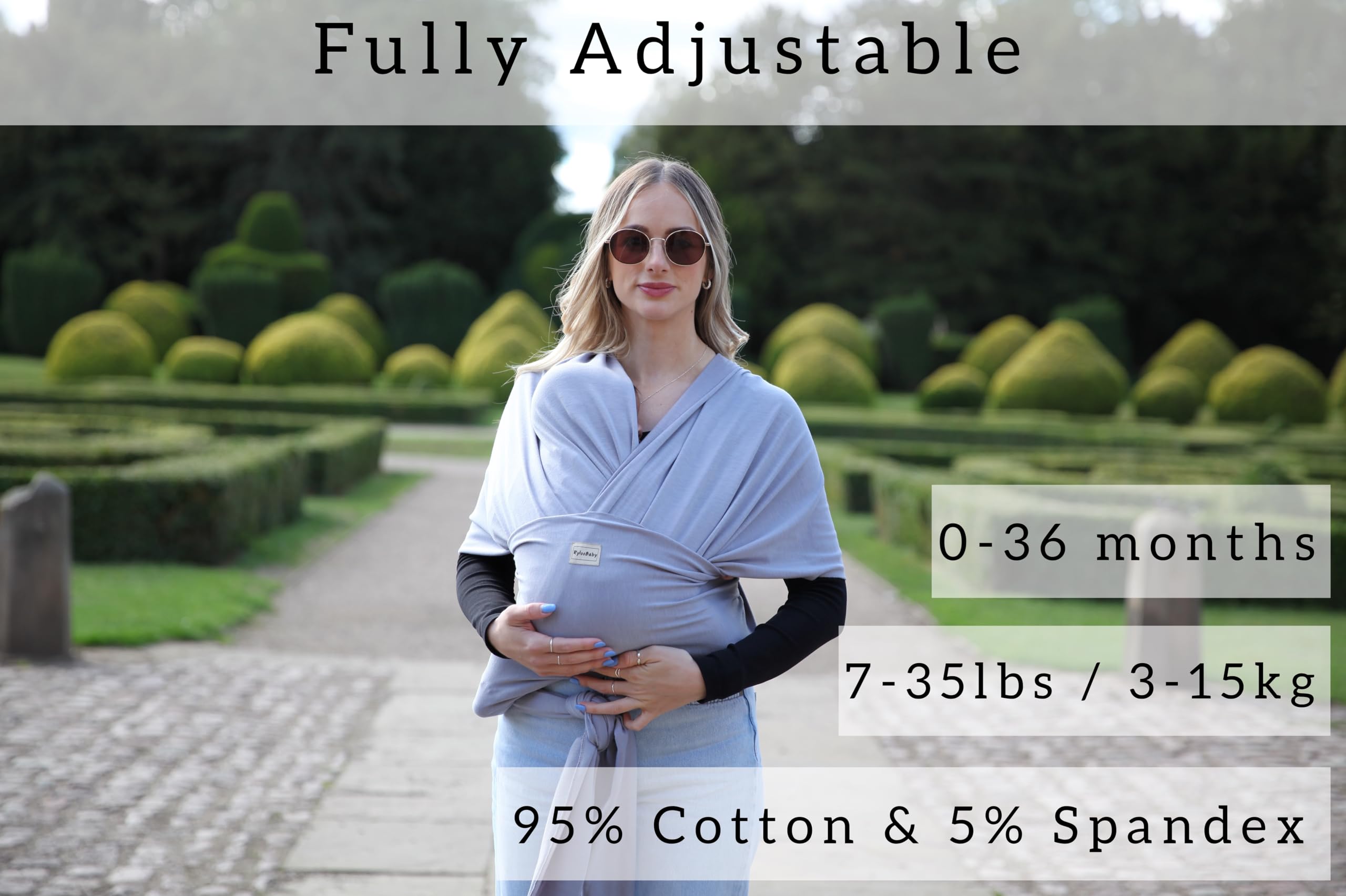 Baby Sling Wrap Newborn to Toddler Carrier 7-35lb, Soft Stretchy Baby Wrap Sling, Safety Tested, Hands-Free Baby Wrap Carrier - Image 3