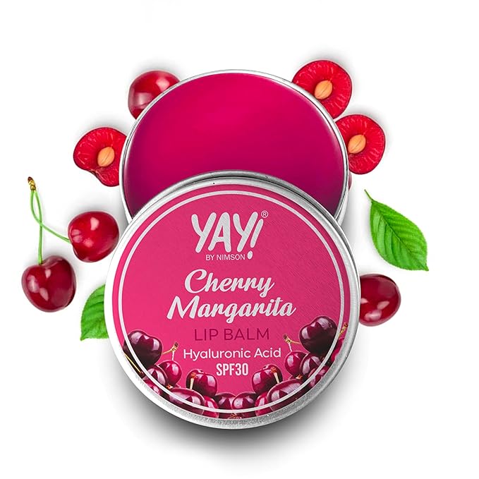 Yay! By Nimson Cherry Margarita Lip Balm, With Hyaluronic Acid with SPF 30, For Moisturised & Nourished Lips, Protects from Sun Damage, For Men and Women - 50g