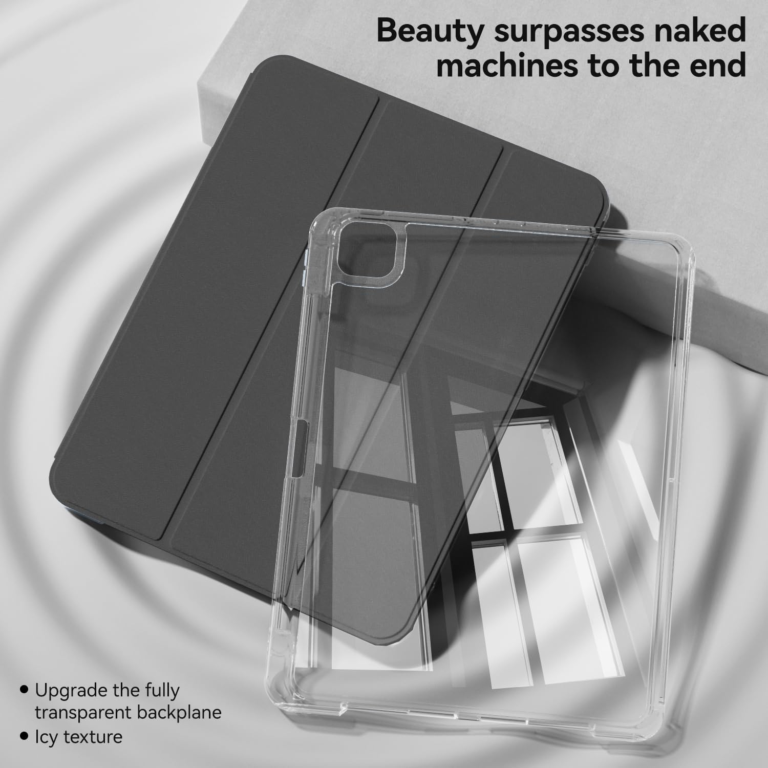 Case for iPad Pro 11 inch (M5/M4) 2025/2024 with Pencil Holder | 2-in-1 Removable Clear Back Cover | Supports Apple Pencil Pro & USB-C Charging | Auto Wake/Sleep Function (Matte Black)