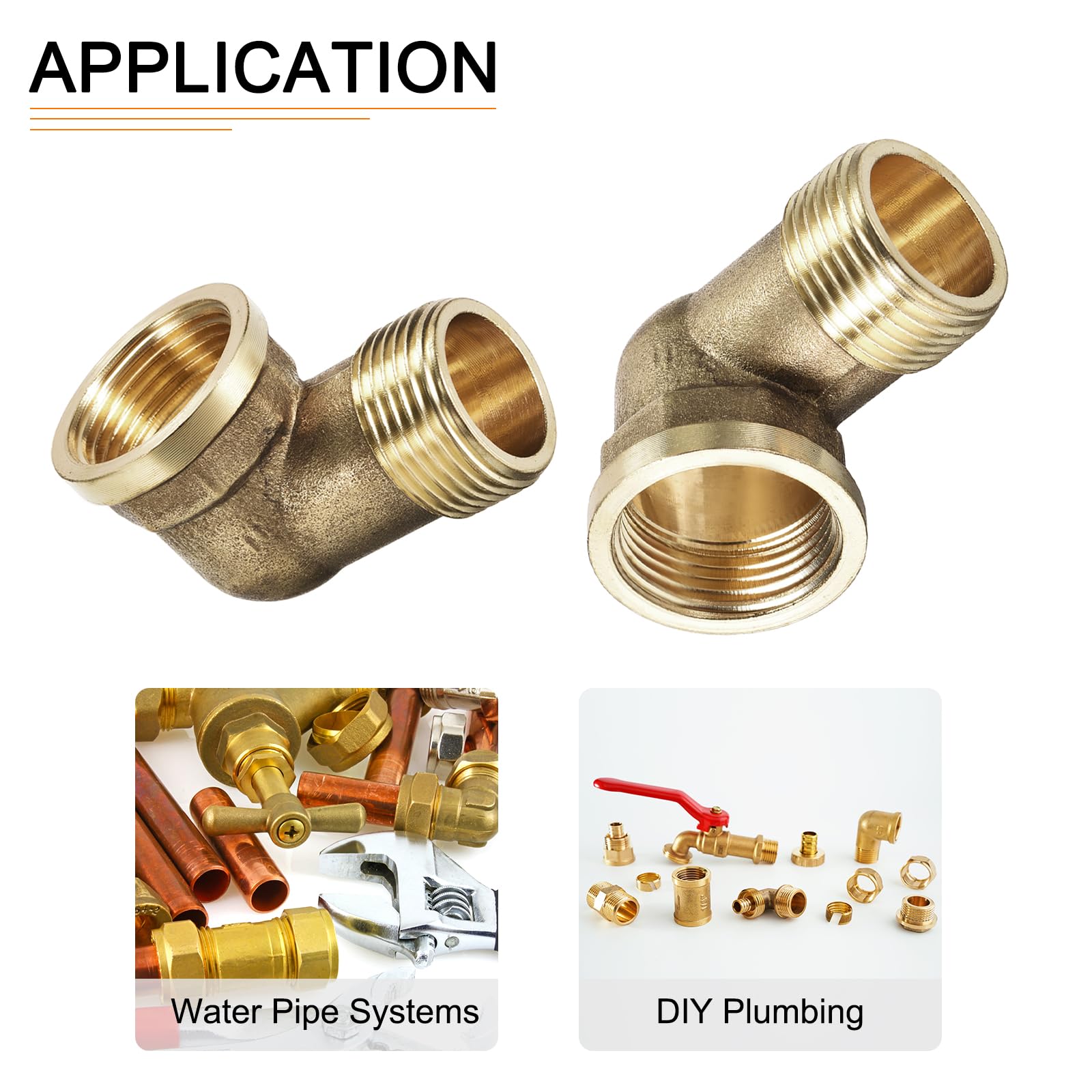 Curva Gomito Angolo 90° Ottone Giallo 3/8 Ff Raccordo Tubo Acqua - Foto 9