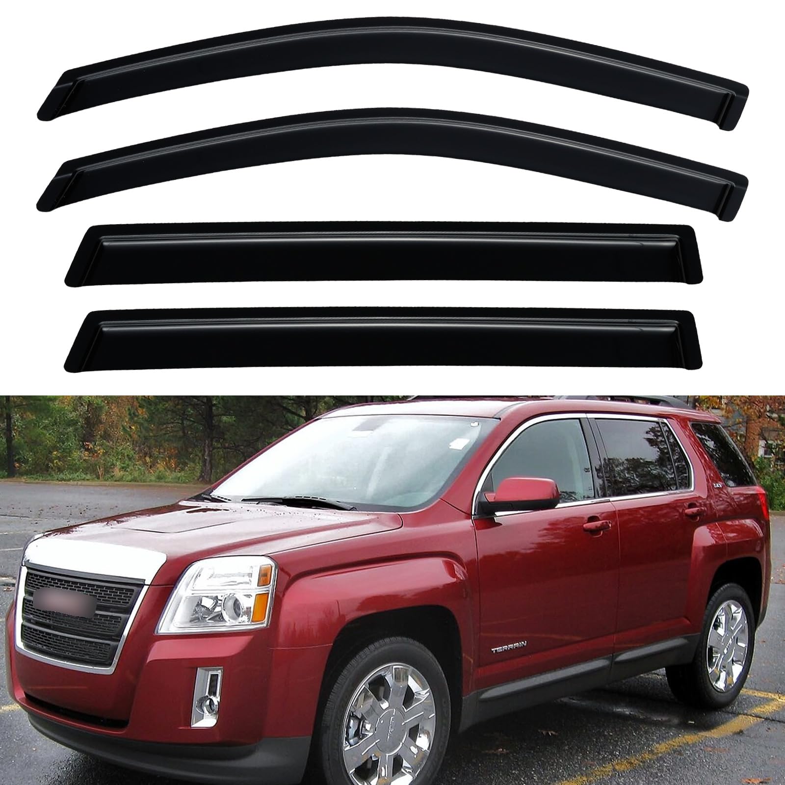 Window Visors Rain Guards for 2010-2017 GMC Terrain | Out-Channel Window Vent Wind Deflectors Visors Shades Protectors for 10 11 12 13 14 15 16 17 GMC Terrain