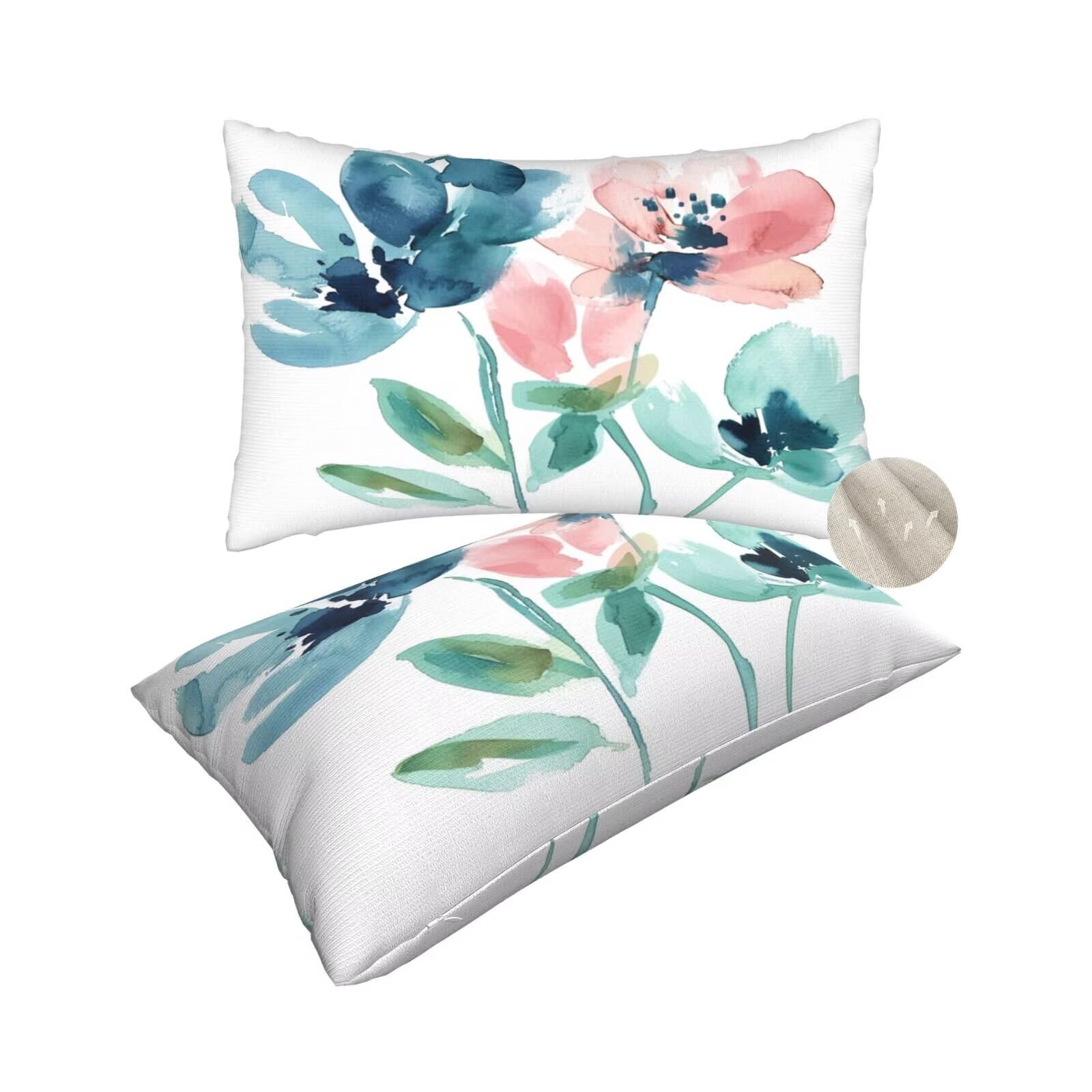 Housses de coussin aquarelle 40x70 cm lot de 2 taie oreiller rectangulaire