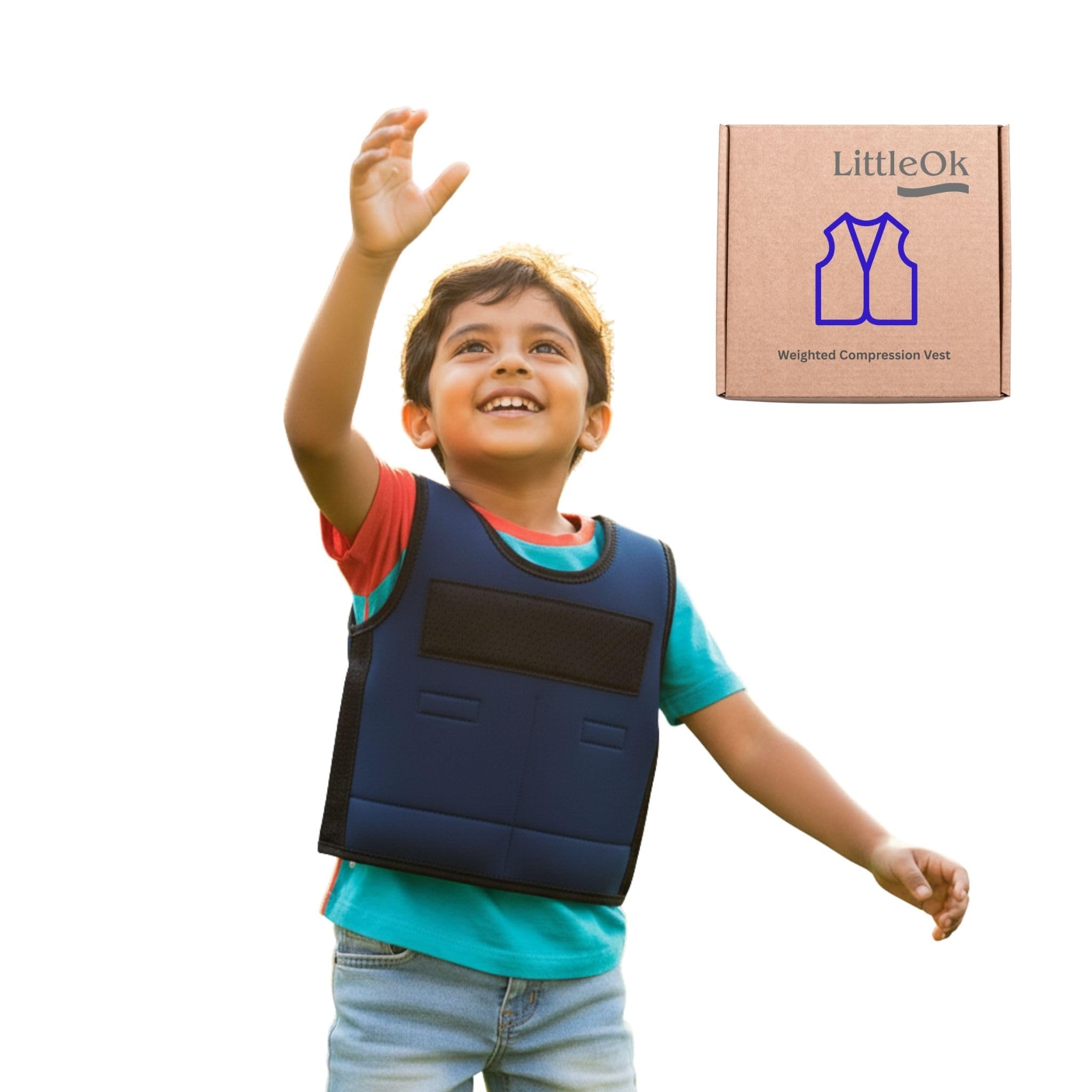 Weighted Compression Vest for Kids (Ages 2 –10+) | Adjustable Removable Weights | Calming Sensory Support for Autism, ADHD & Sensory Processing | Breathable, Washable Fabric (Blue, Small)-picture-14