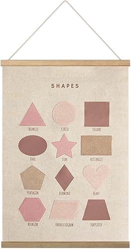 Bon et Beau Póster bordado de 16 x 24 pulgadas enmarcado con colgador de madera, decoración de pared rosa polvoriento para guardería, dormitorio,