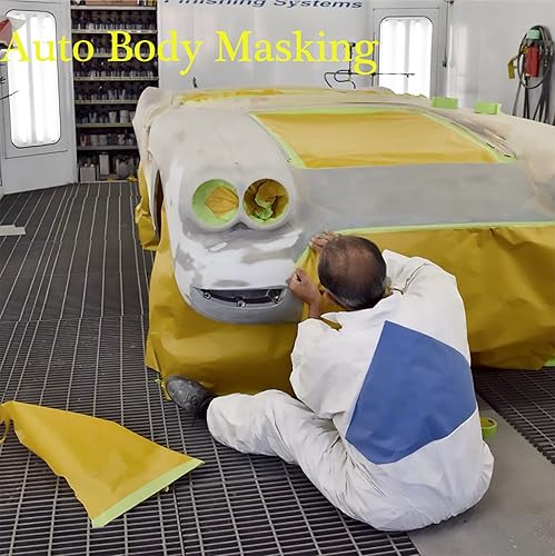 Miniatura 5 de xianshengle Papel de enmascarar precintado para pintar, cinta y cortina, papel de pintores automotrices de 20 pulgadas x 50 pies, para